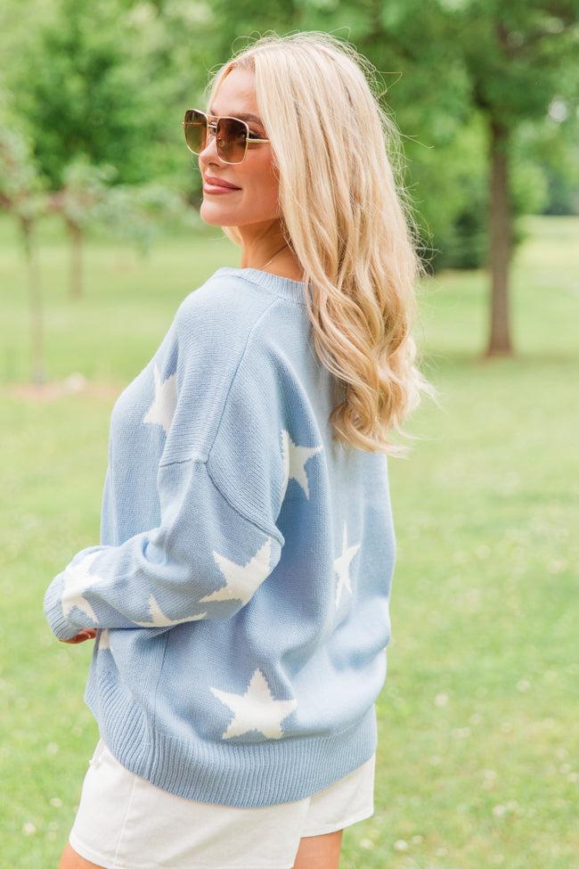 Stars and Smiles Blue V-Neck Sweater FINAL SALE Product Image