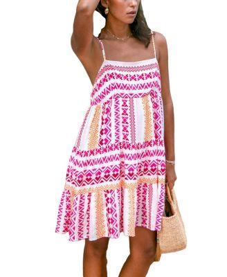 Cupshe Womens Geo Print Cami Mini Beach Dress Product Image