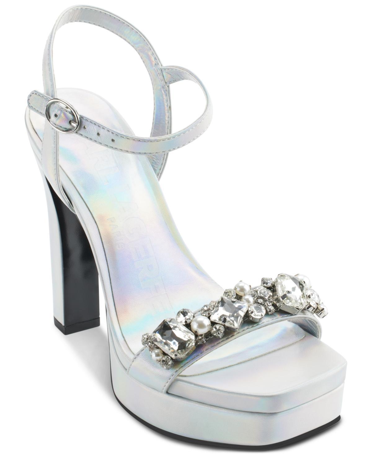 KARL LAGERFELD PARIS Jala Rhinestone Embellished Platform Dress Sandals Product Image