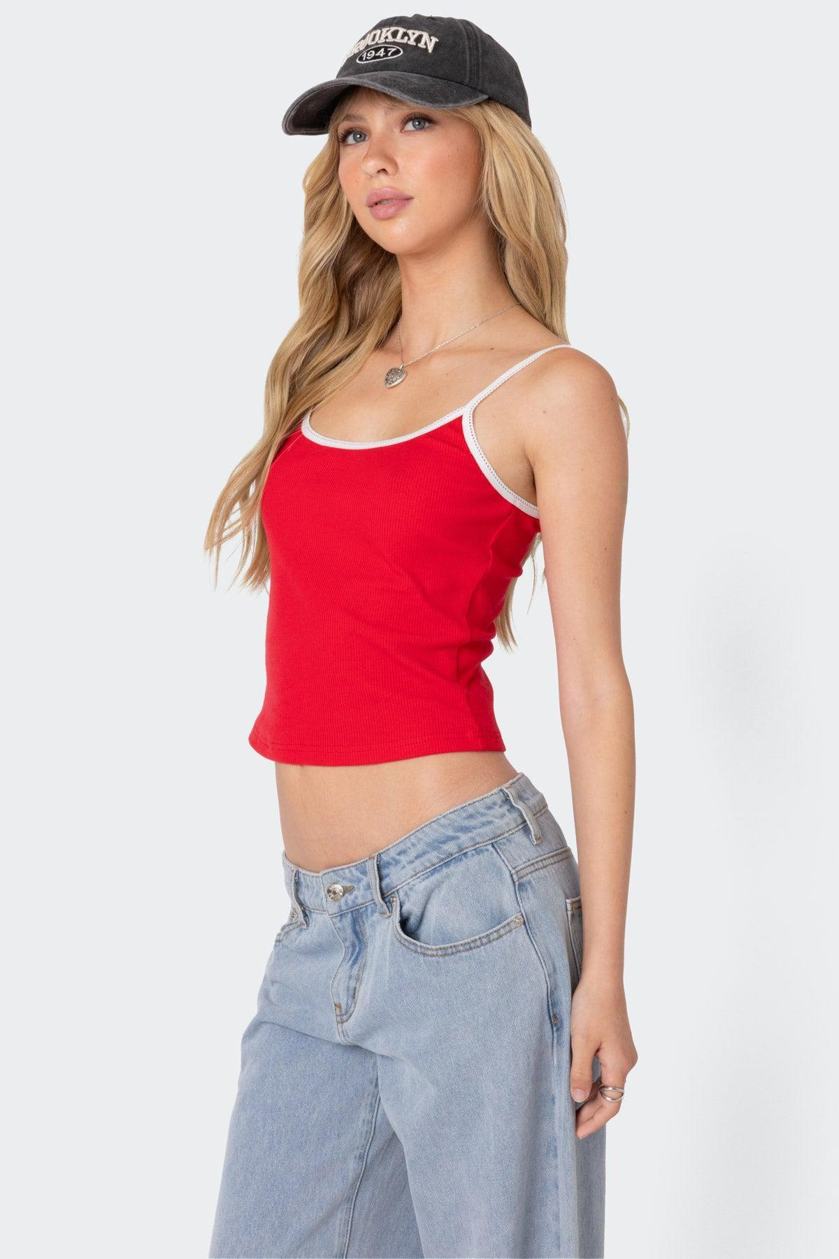 Franky Ribbed Contrast Tank Top Product Image