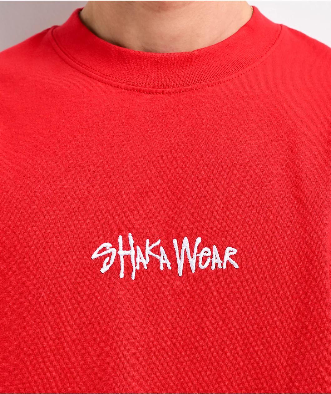 Shaka Wear Embroidered Logo Red Heavyweight T-Shirt Product Image