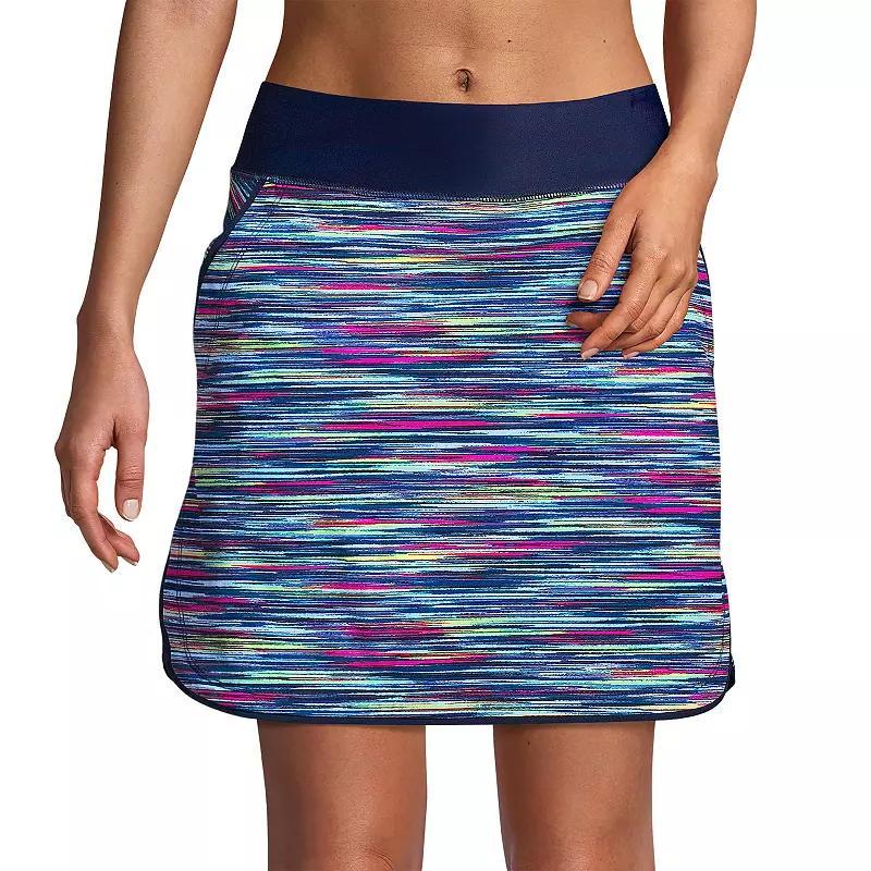 Womens Lands End Quick Dry Active Swim Skort Deep Blue Space Dyed Product Image