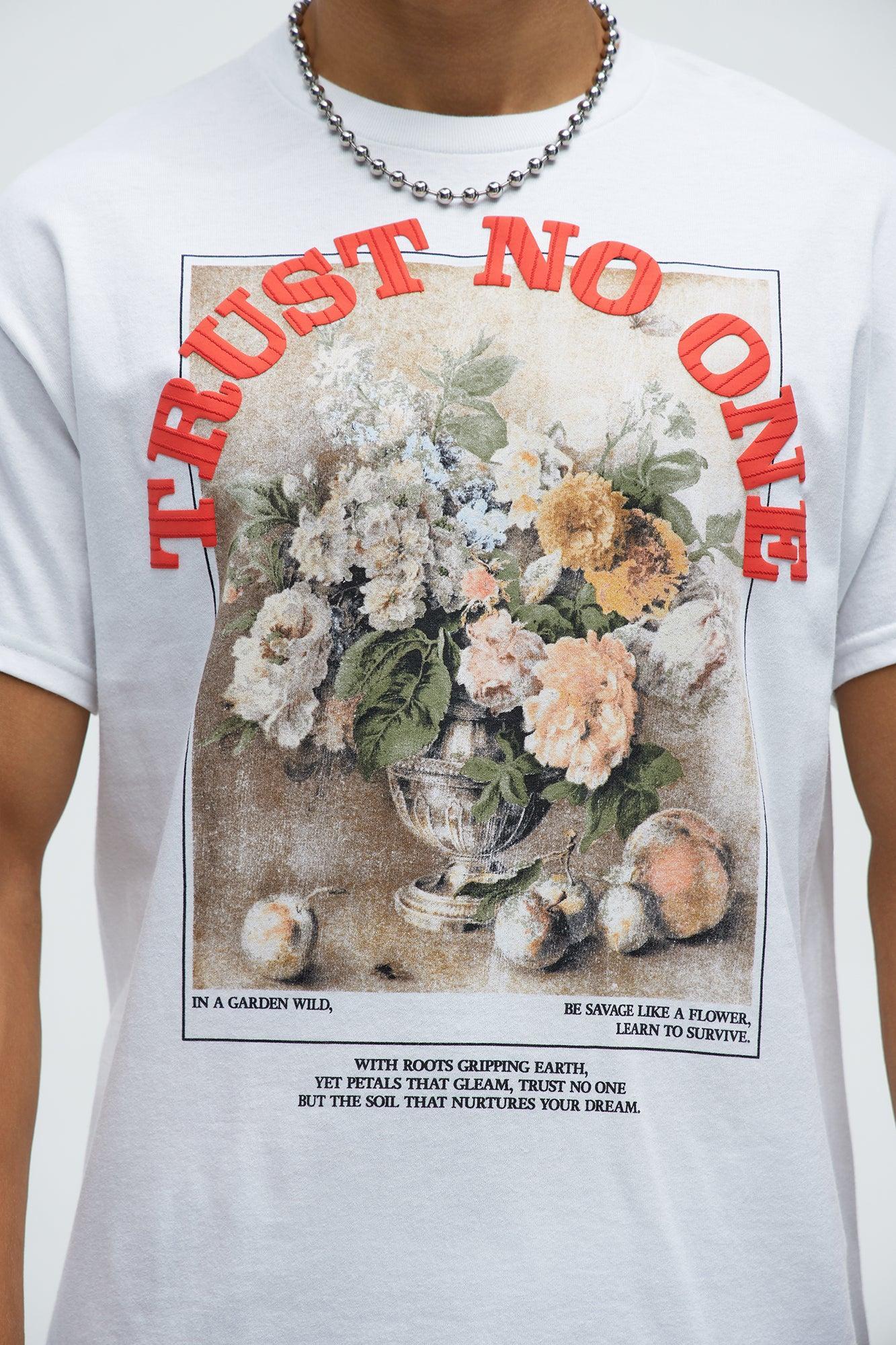 No More Flowers Short Sleeve Tee - White Product Image