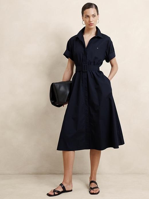 Poplin Midi Shift Shirtdress Product Image