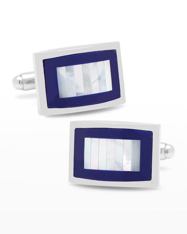 Lapis & Mother of Pearl Key Cuff Links, Blue Product Image