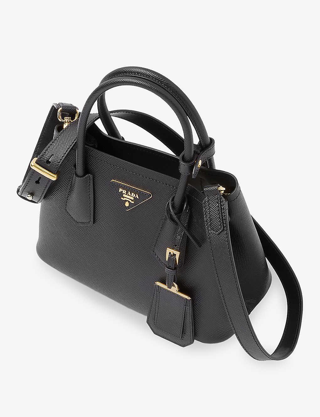 PRADA Womens Black Double Saffiano Mini Leather Top-handle Bag Product Image