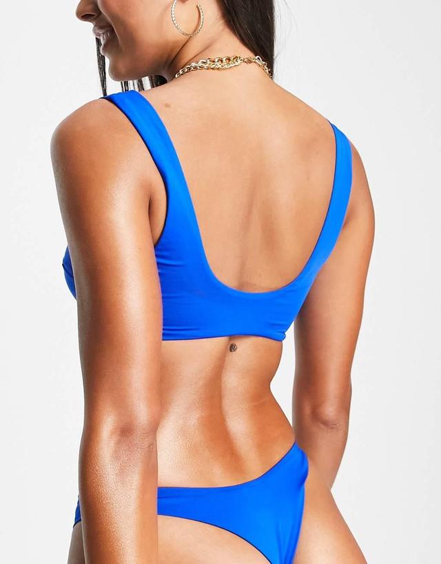 ASOS DESIGN mix and match sleek crop bikini top in cobalt blue  Product Image