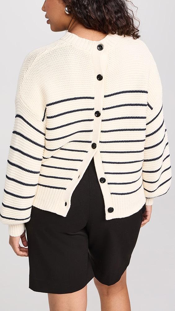 Alex Mill Button-Back Crewneck Sweater in Stripe | Shopbop Product Image