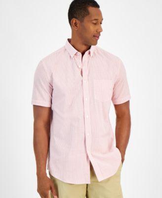 Club Room Mens Classic Striped Short Sleeve Button-Down Oxford Shirt, Created for Macys Product Image