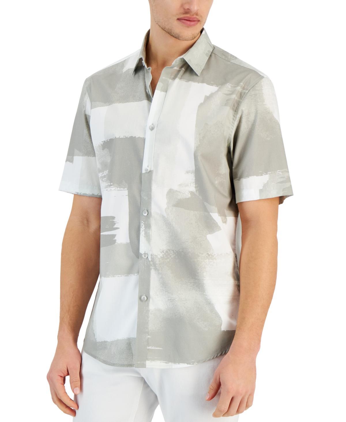 Men's Painted Blocks Regular-Fit Stretch Printed Button-Down Shirt, Created for Macy's  Product Image