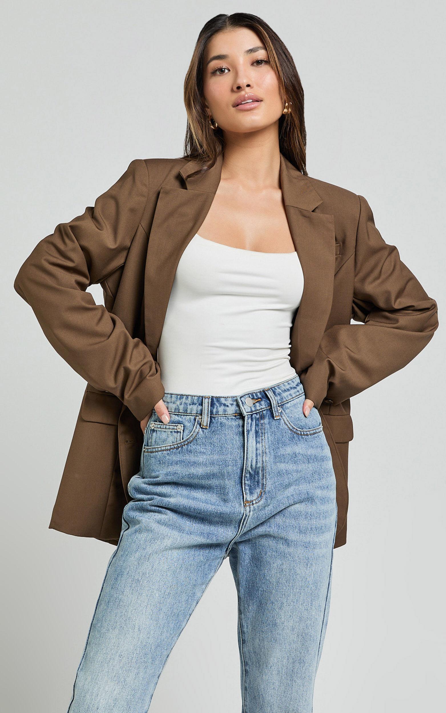 Izara Blazer - Oversized Boyfriend Fit Blazer in Oak Product Image