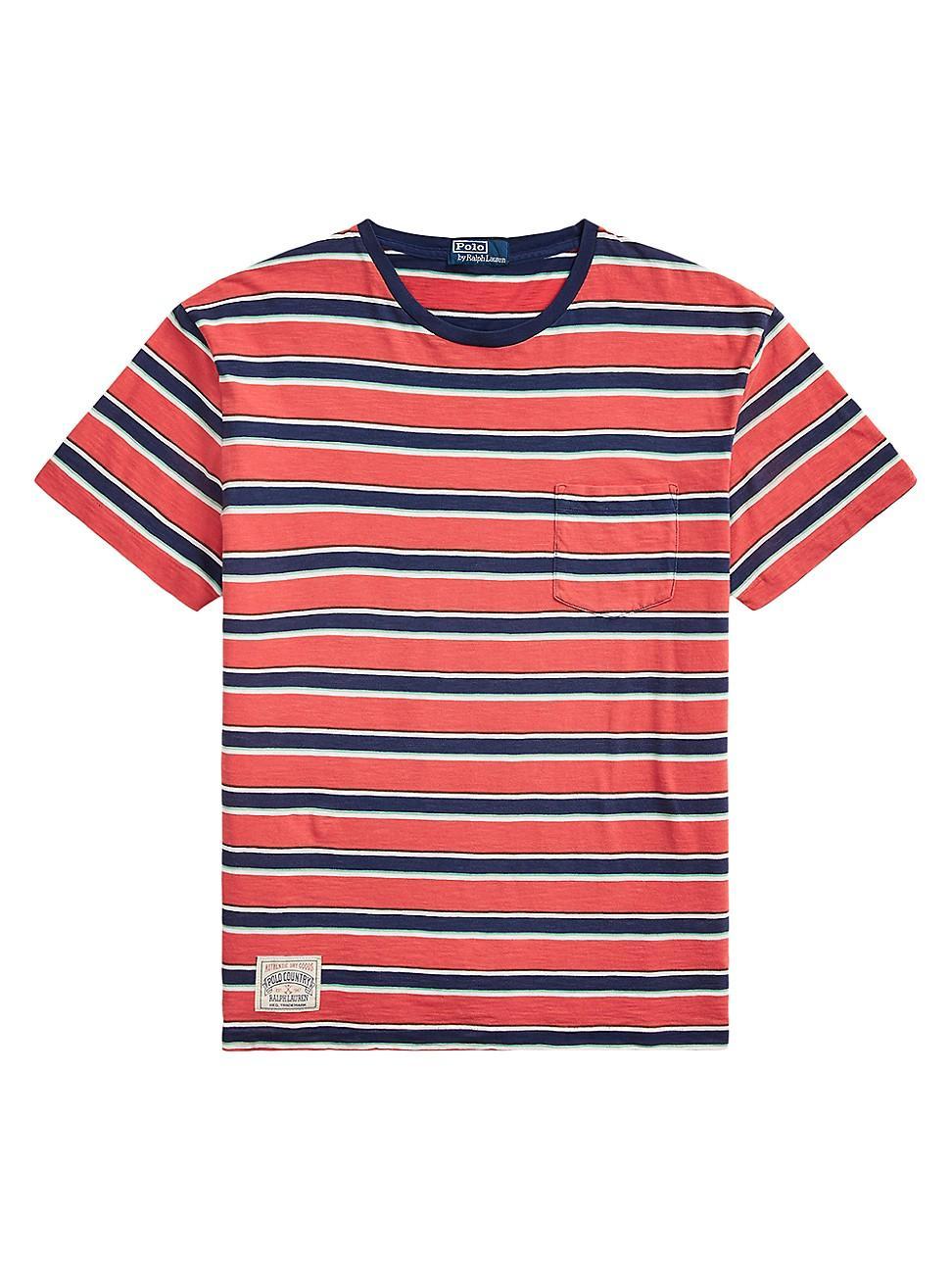 Mens Striped Cotton Gauze Jersey T-Shirt Product Image