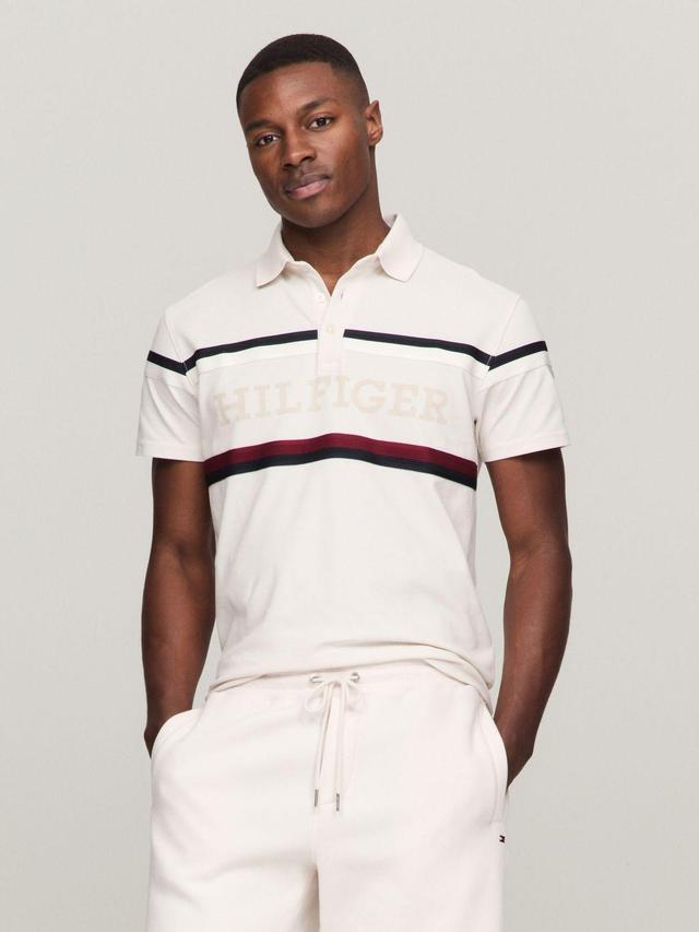 Tommy Hilfiger Men's Regular Fit Hilfiger Monotype Stripe Polo Product Image