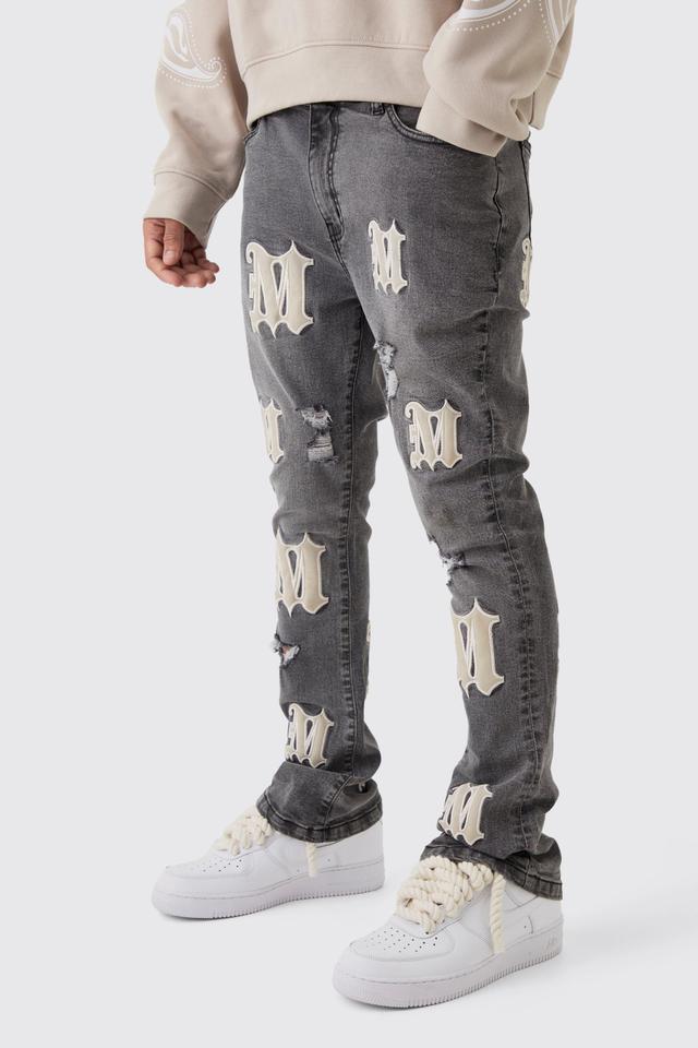 Skinny Flare Pu Applique Jeans | boohooMAN USA Product Image