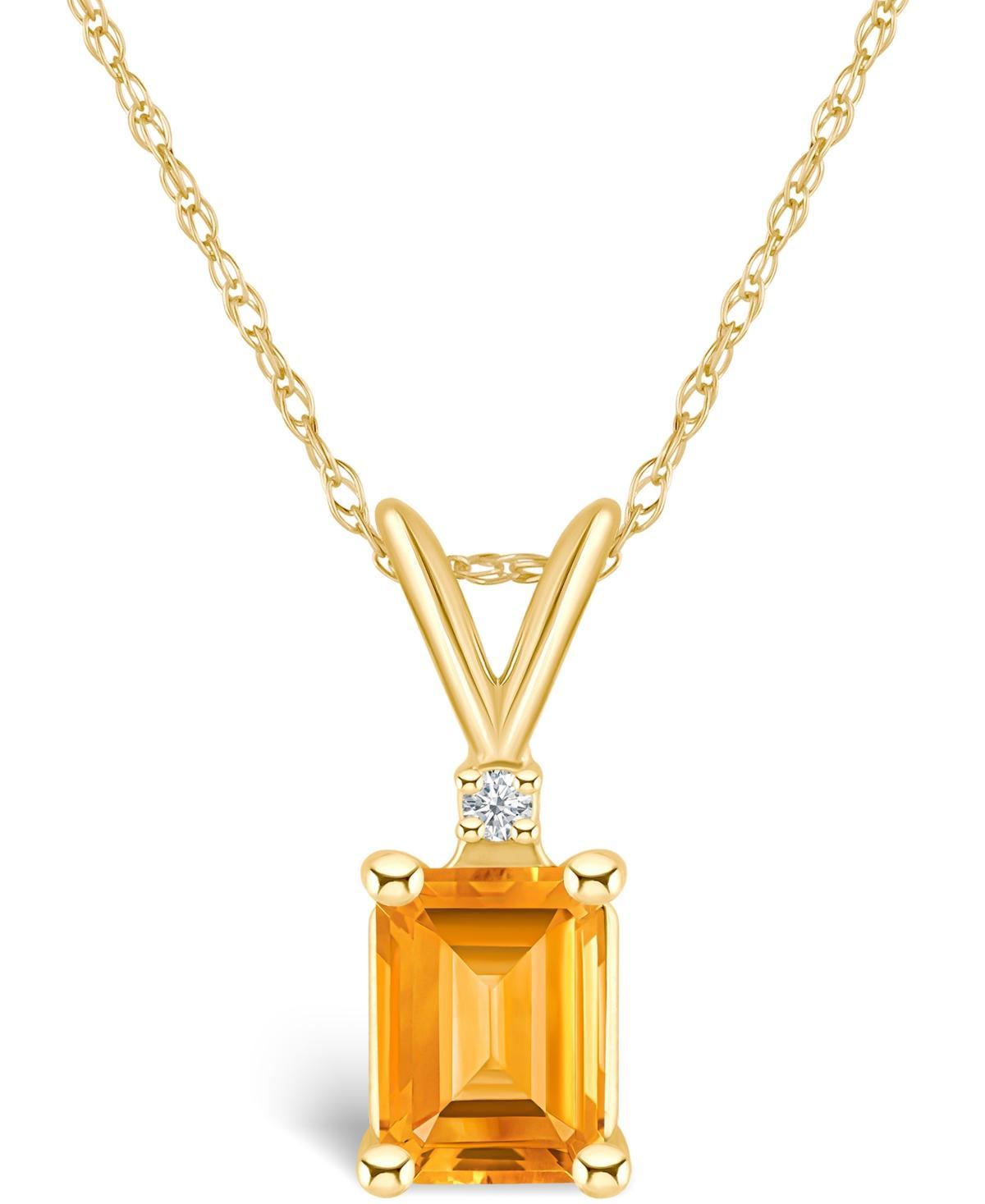 Belk & Co 14K Gold 7X5 Emerald Cut Citrine Diamond Accent Pendant Product Image