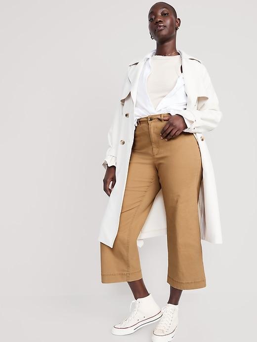 High-Waisted Crop Chino Wide-Leg Pants Product Image