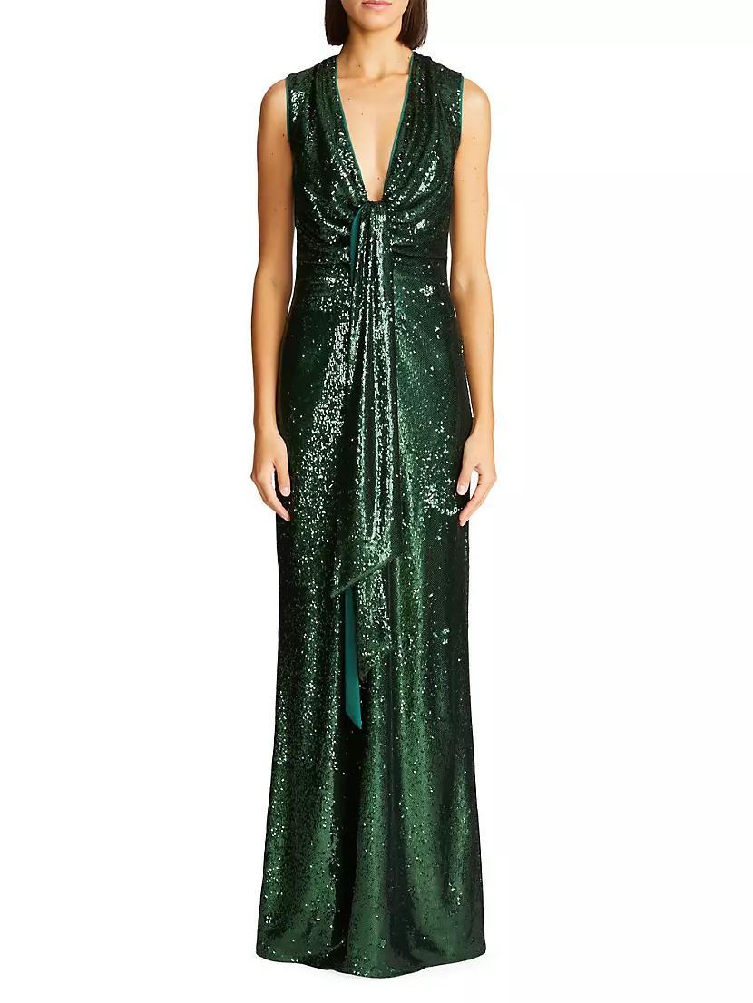 Magdalena Draped Sequined Gown Product Image