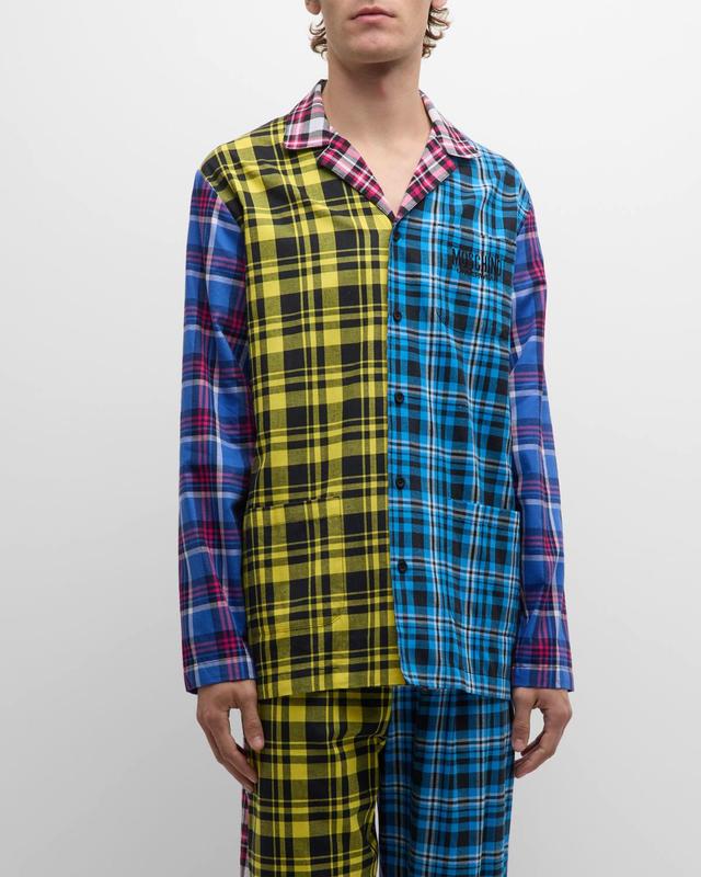 Mens Mixed-Plaid Pajama Set Product Image