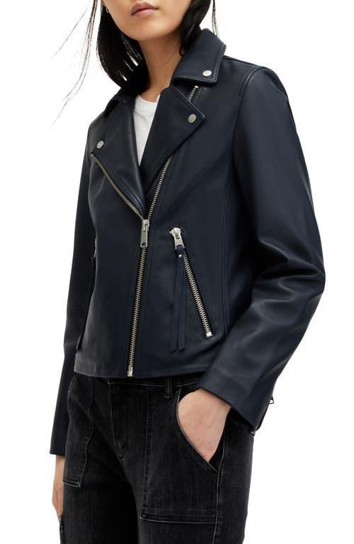 Dalby Leather Biker Jacket In Midnight Blue Product Image