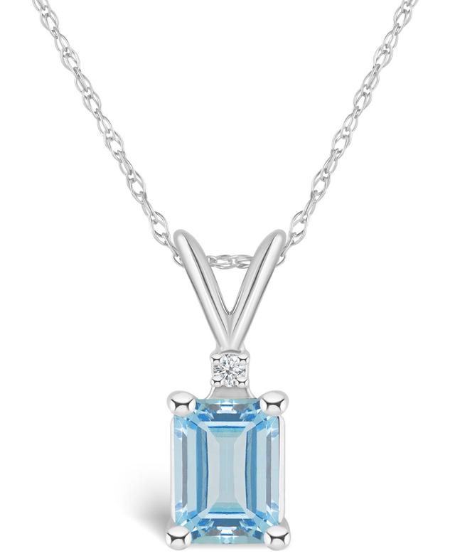 Belk & Co 14K Gold 7X5 Emerald Cut Aquamarine Diamond Accent Pendant Product Image