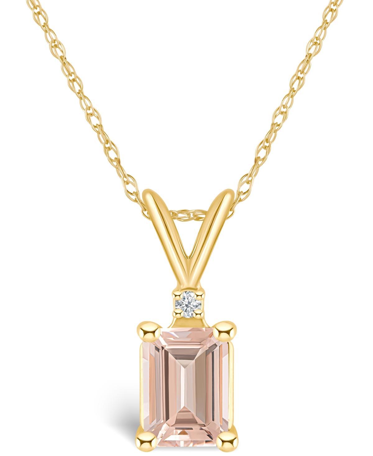 Belk & Co 14K Gold 7X5 Emerald Cut Morganite Diamond Accent Pendant Product Image