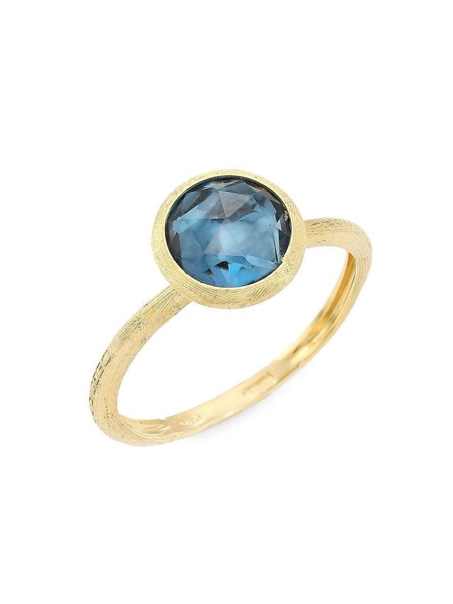 Womens Jaipur Color Small 18K Yellow Gold & London Blue Topaz Stackable Ring Product Image