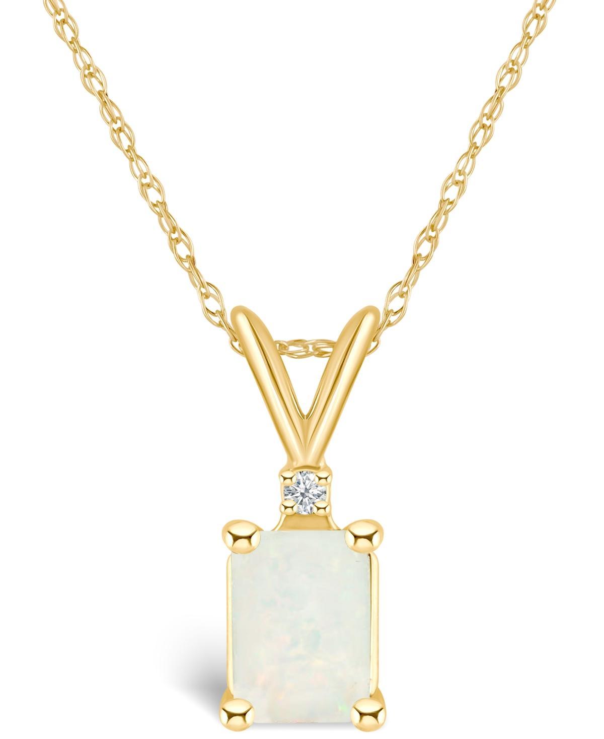 Opal (1/2 ct. t.w.) and Diamond Accent Pendant Necklace in 14K Yellow Gold or 14K Gold Product Image