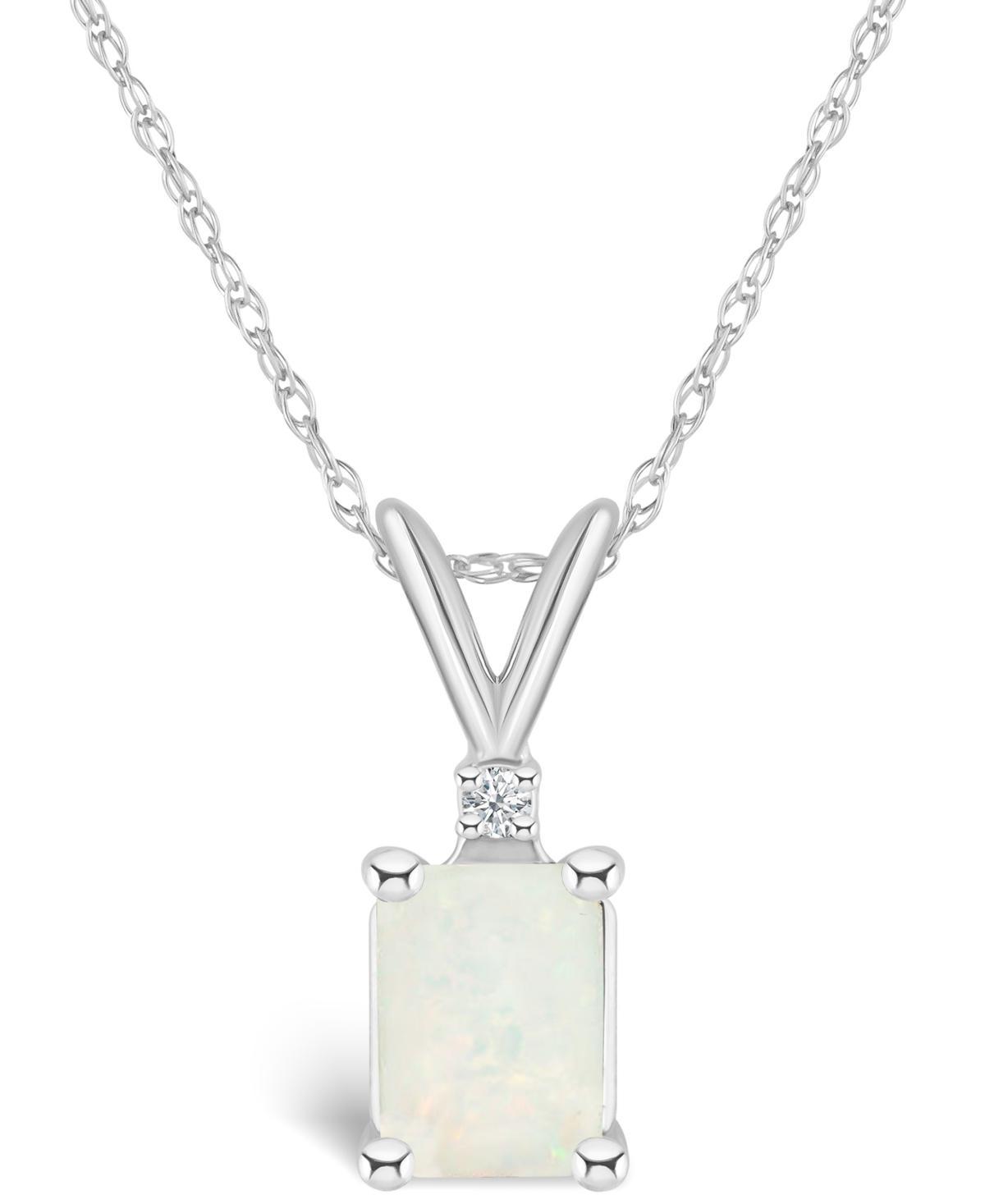 Opal (1/2 ct. t.w.) and Diamond Accent Pendant Necklace in 14K Yellow Gold or 14K Gold Product Image