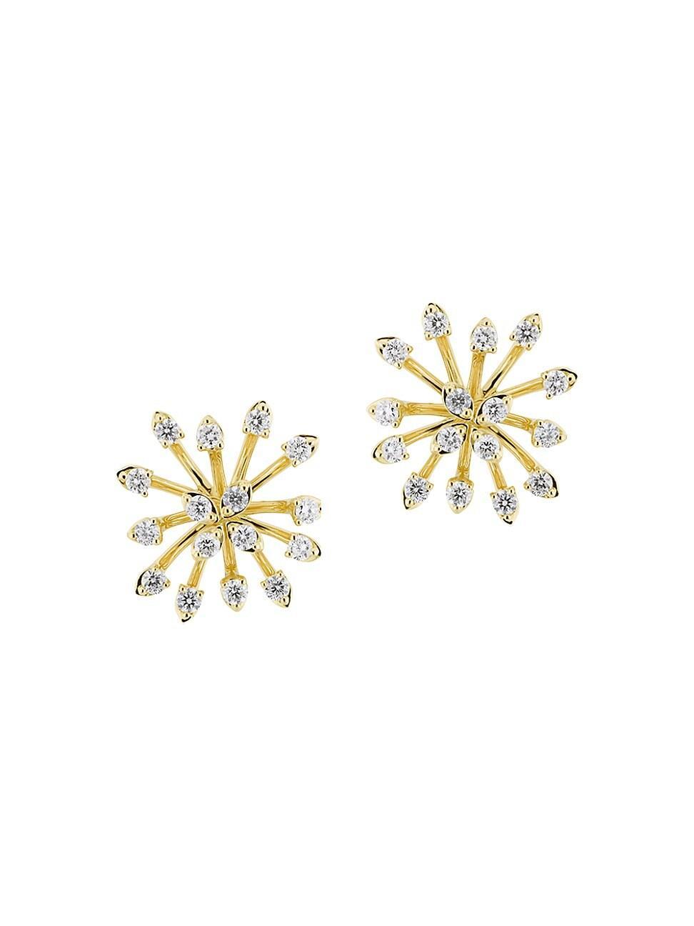 Womens Luminus 18K Yellow Gold & Diamond Burst Earrings - Yellow Gold Product Image