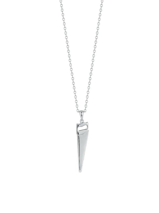 Mens Saw Sterling Silver Pendant Necklace Product Image