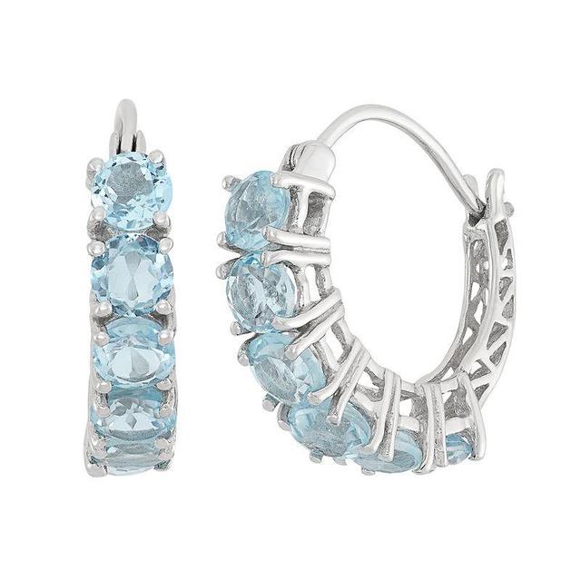 Jewelexcess Sky Blue Topaz Sterling Silver Hoop Earrings, Womens Product Image