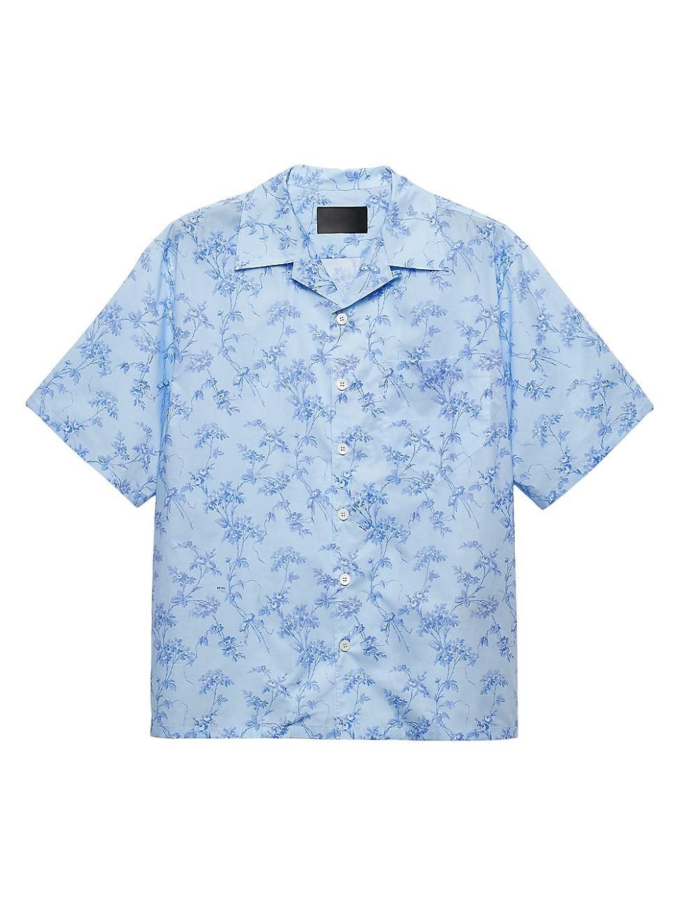 Mens Short-Sleeved Printed Cotton Shirt Product Image