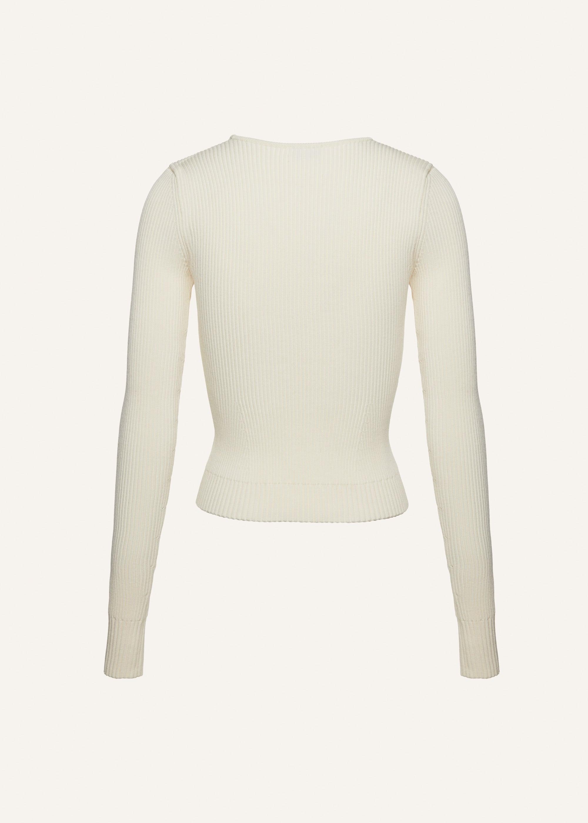 Sculpted rib knit top in cream Product Image