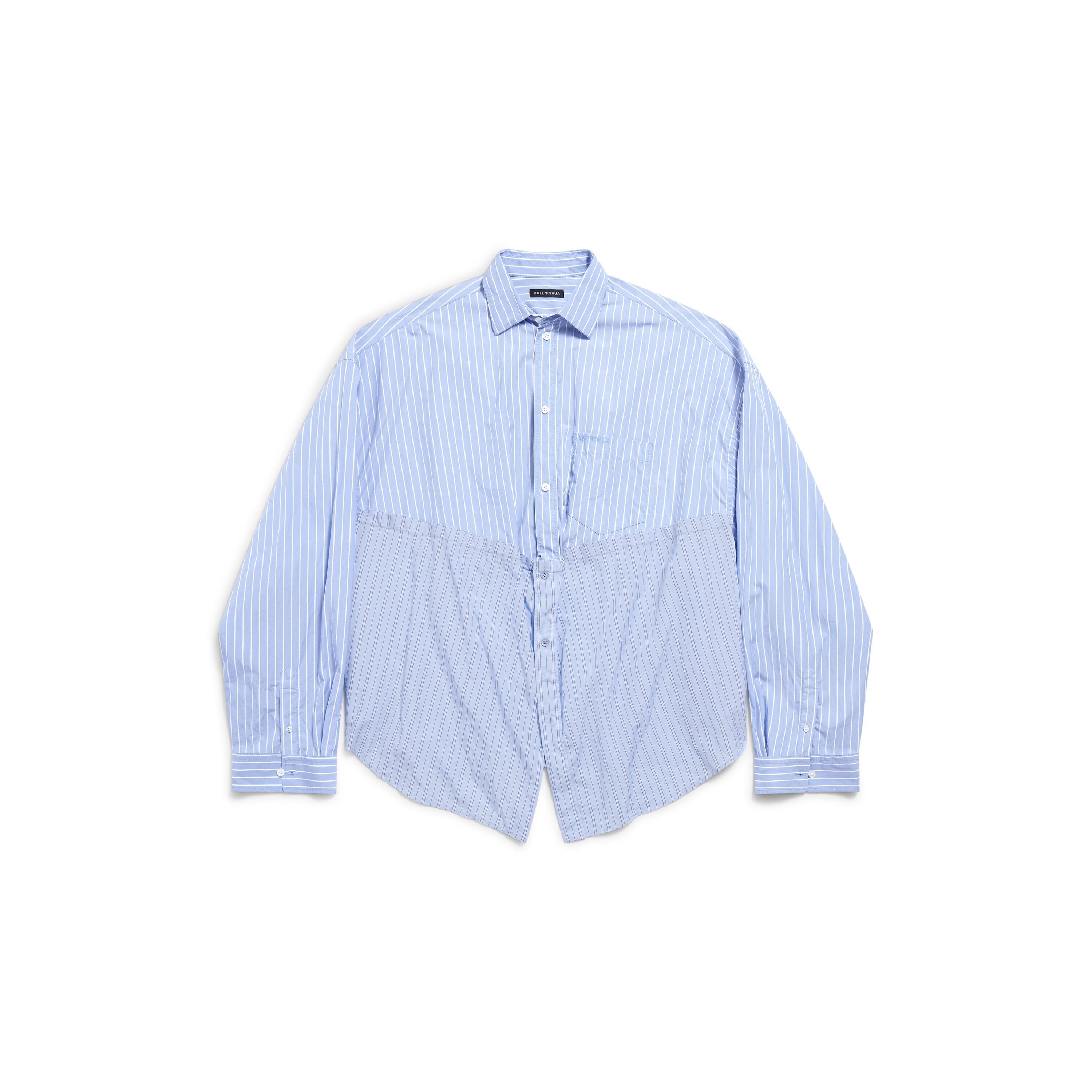 Women's Balenciaga Cut Up Shirt Oversized in Light Blue/white product image