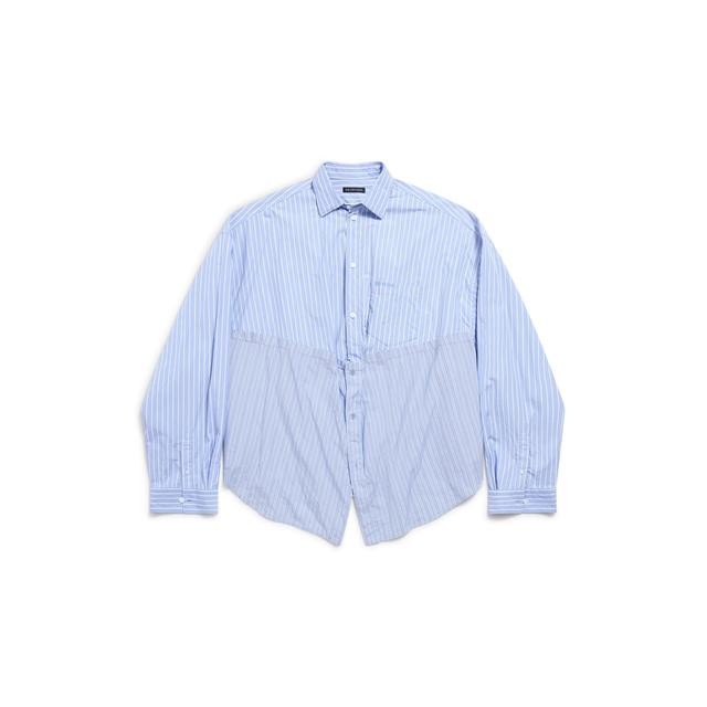 Women's Balenciaga Cut Up Shirt Oversized in Light Blue/white Product Image