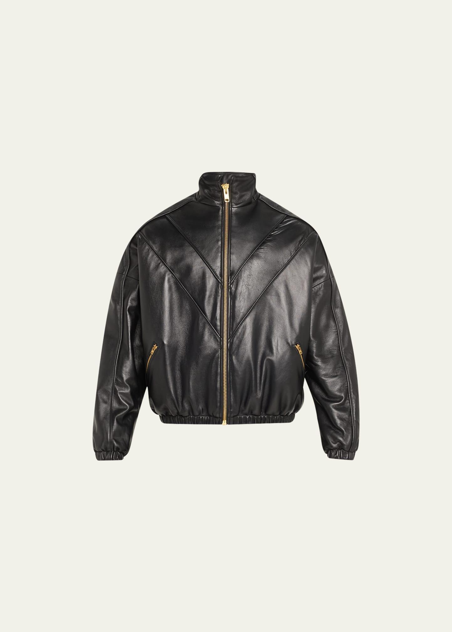 Mens Leather Track Jacket Product Image