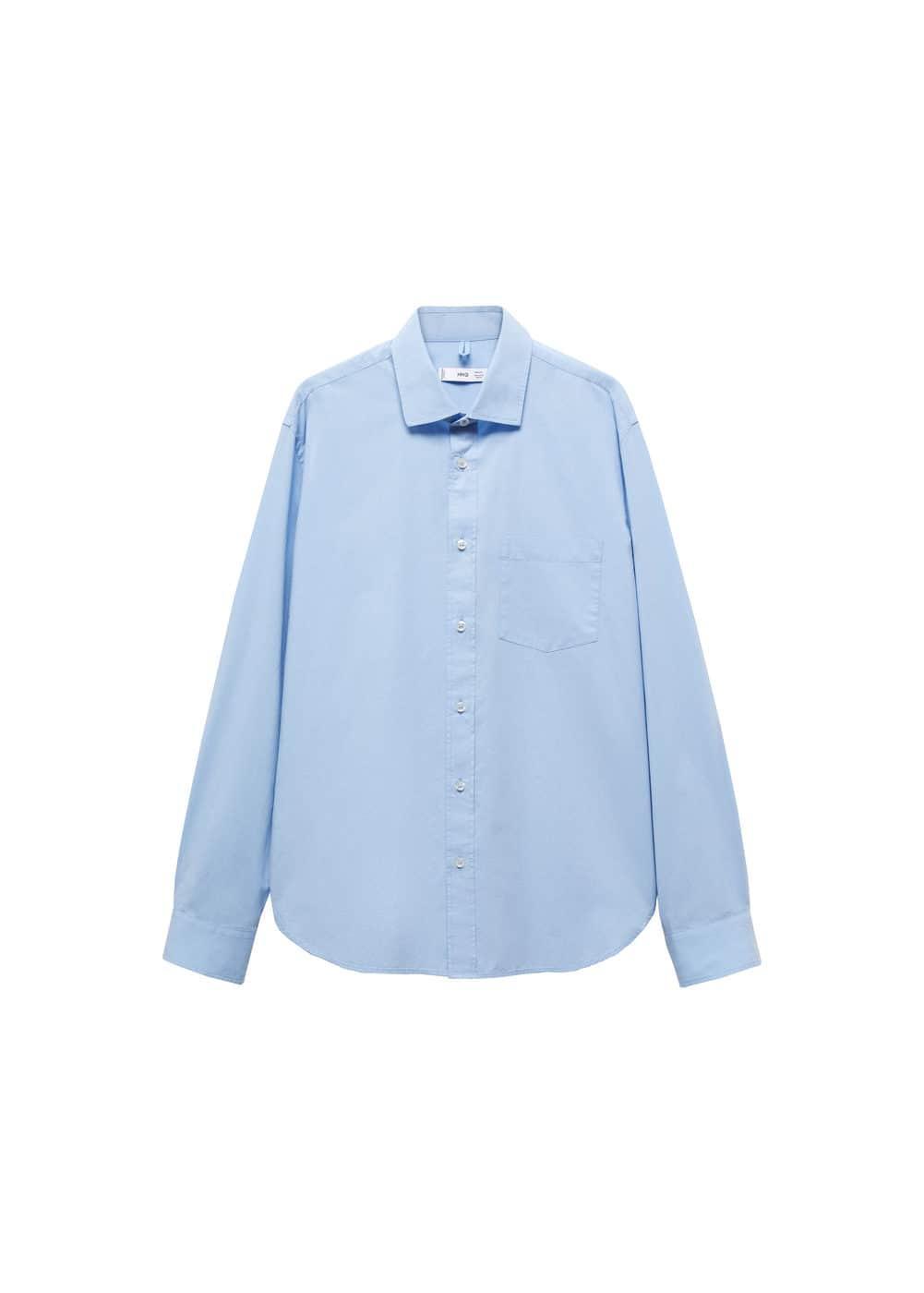 MANGO MAN - Regular fit 100% cotton shirt with pocket sky blueMen Product Image