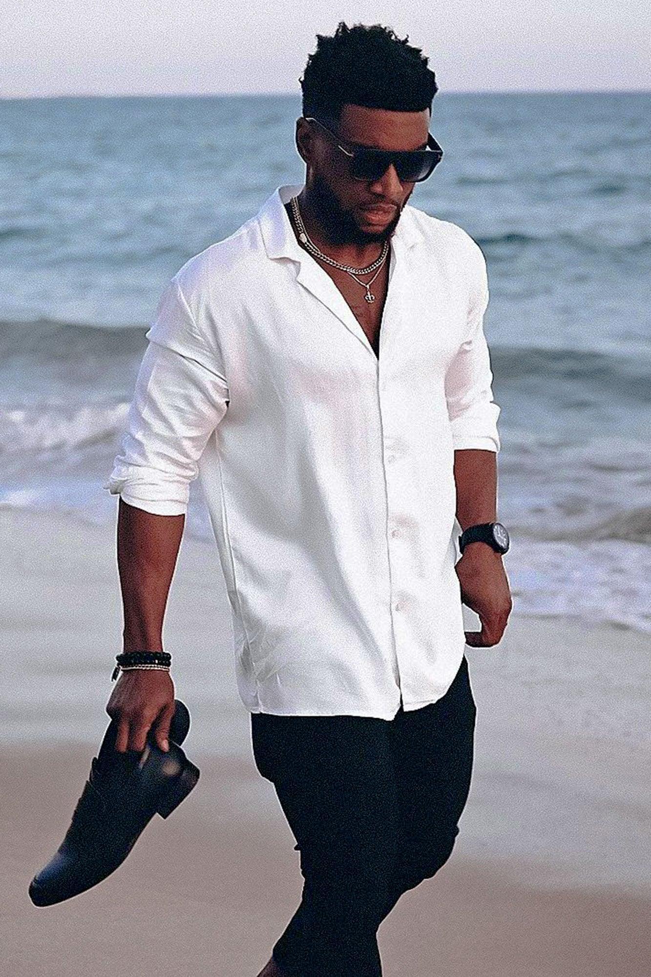 Dawson Relaxed Long Sleeve Button Up Shirt - White Product Image