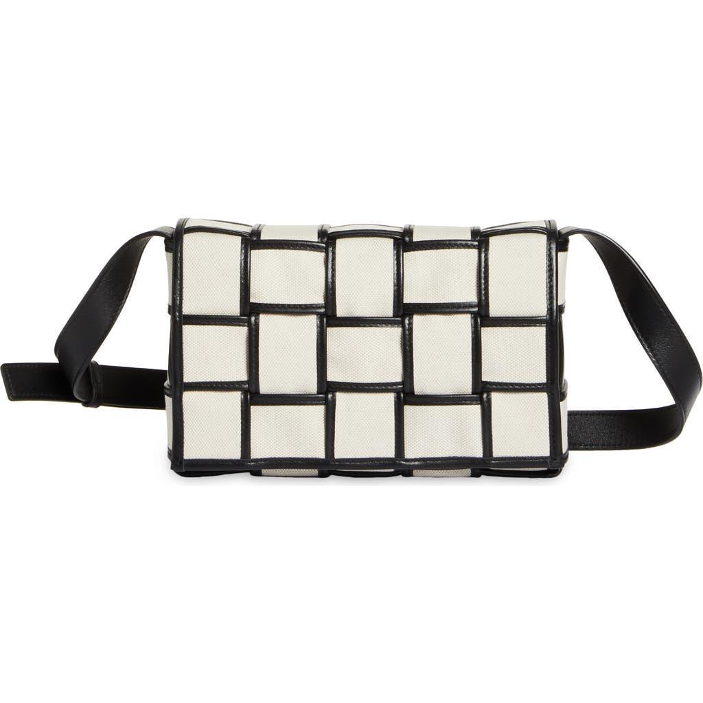 BOTTEGA VENETA Men's Medium Cassette Canvas & Leather Crossbody Bag In Natural Black Silver Product Image