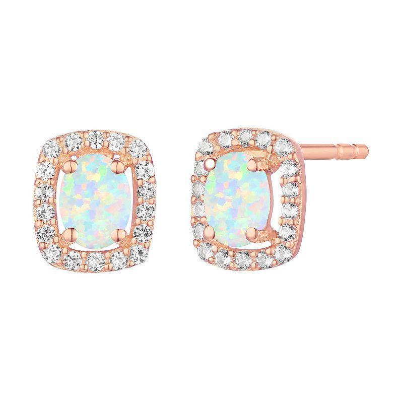 14k Rose Gold Flash-Plated Lab-Created Opal Stud Earrings, Womens, Pink Product Image