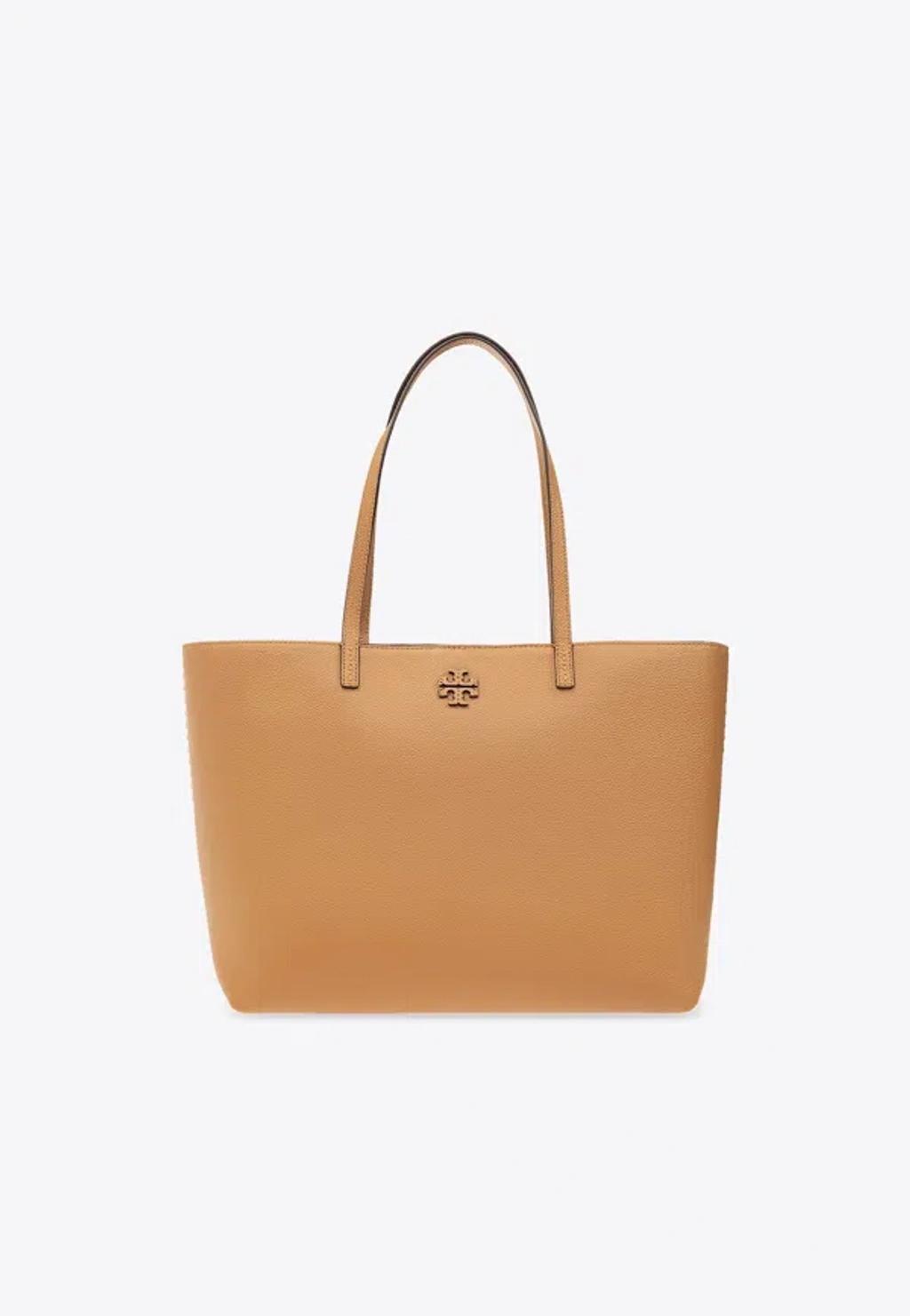 TORY BURCH Mcgraw Logo Plaque Tote Bag In Beige Product Image