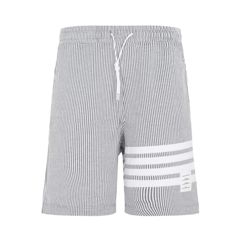 THOM BROWNE 4 Bar Stripe Seersucker Shorts In Grey Product Image