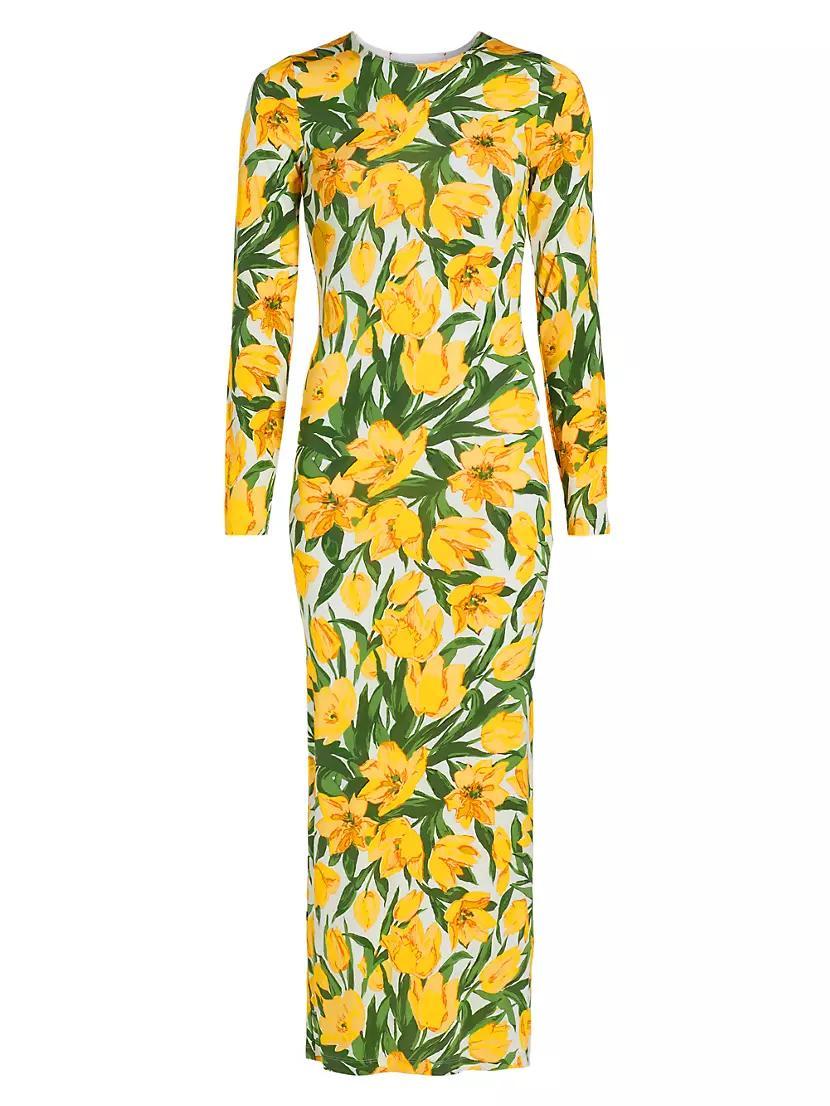 Floral Jersey Long-Sleeve Maxi Dress Product Image