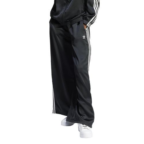 adidas Originals Womens adidas Originals Satin Wide Leg Track Pants - Womens Black/White Product Image