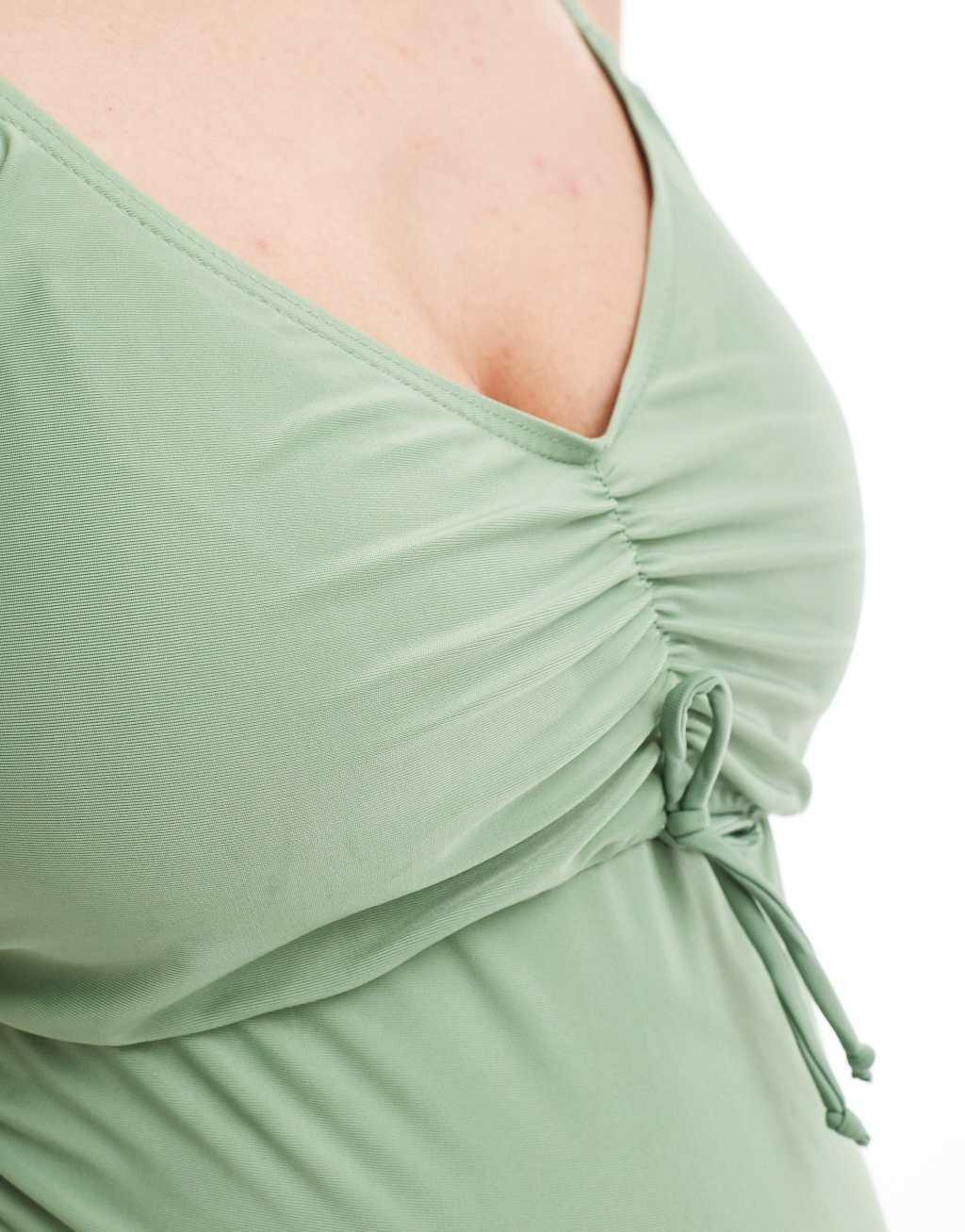 Mamalicious Maternity swimsuit in sage green  Product Image