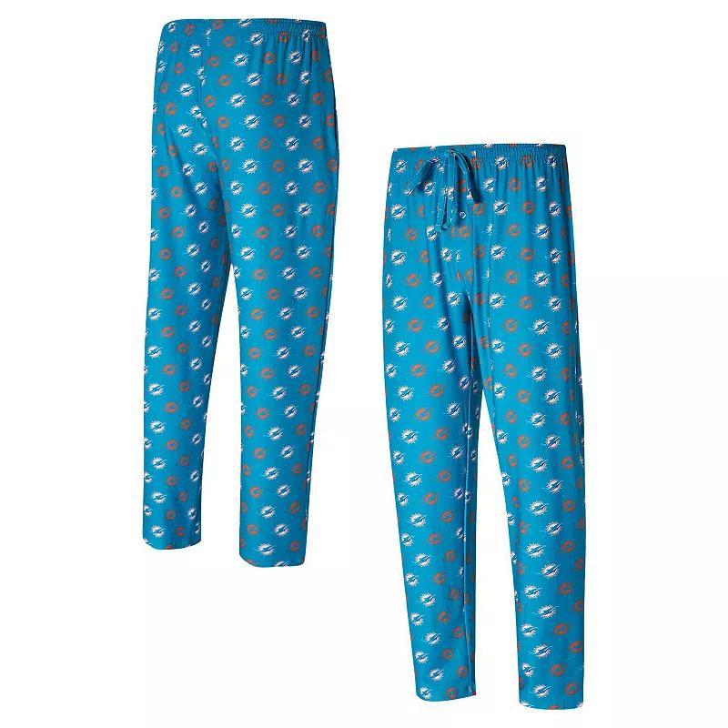 Mens Concepts Sport Aqua Miami Dolphins Record Allover Print Knit Pants Turquoise A Product Image