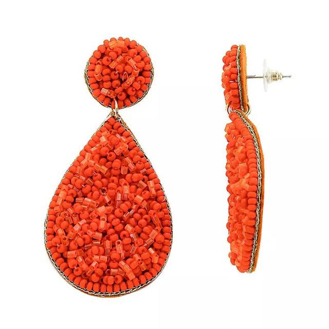 PANNEE BY PANACEA Seed Bead Teardrop Post Earrings, Womens, Orange Product Image