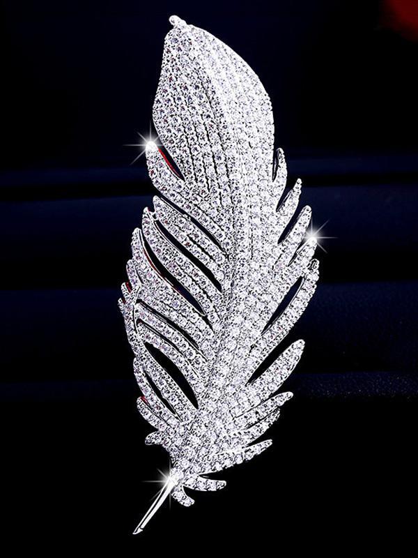 Silver Shiny Feather Brooch Product Image