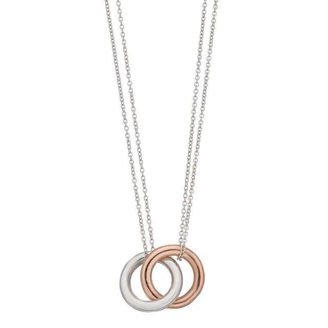 Athra NJ Inc Sterling Silver Interlocking Circles with Double Chain Necklace, Womens Two Tone Product Image