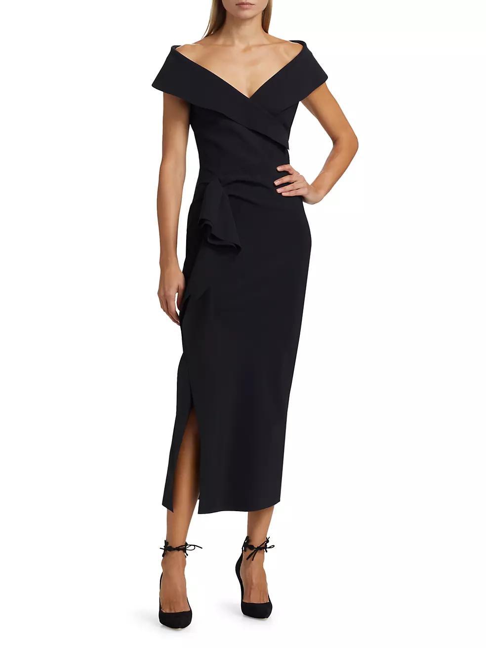 Norshana Portrait-Neck Midi Cocktail Dress Product Image